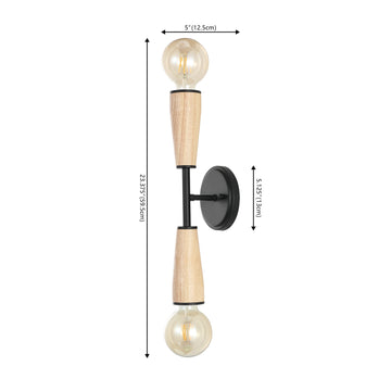 Katia 5.13" Modern Designer Iron/Wood Double Sided Hourglass LED Sconce - JONATHAN Y